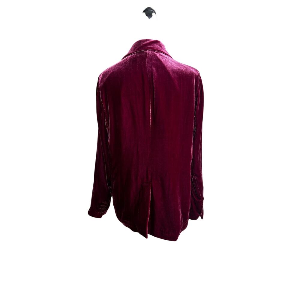 Sundance Velvet Blazer Womens 12P Burgundy Wine Boho Holiday Western Jacket - Picture 5 of 10